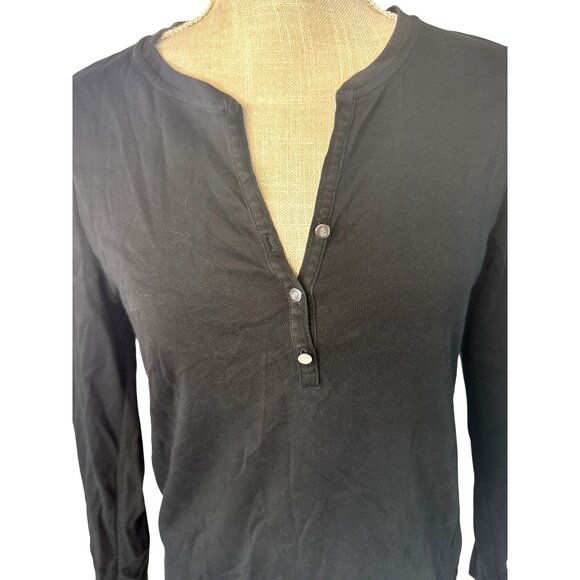 Ralph Lauren Black Long Sleeve V Neck Henley Top L - Picture 2 of 8